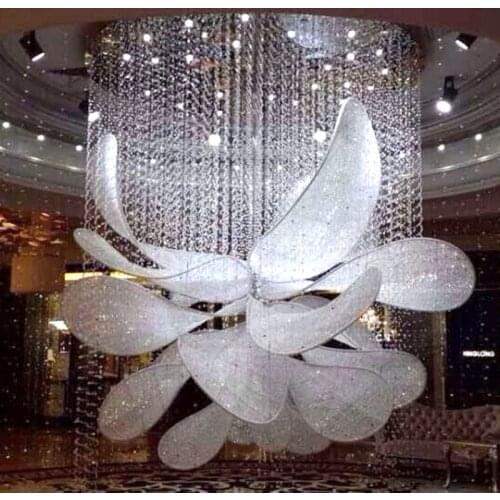 Large lotus-shaped lamp custom-made shopping mall hotel engineering lamp sales department sand table chandelier art crystal bead