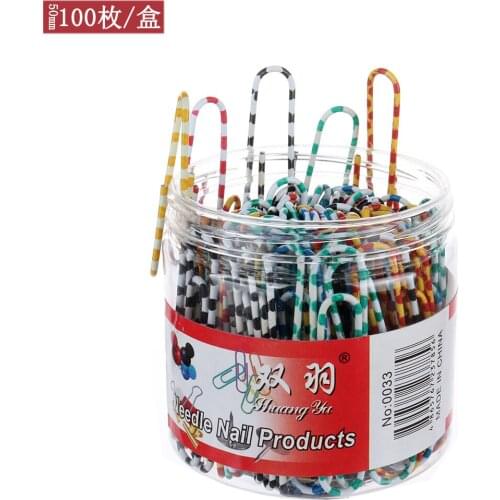 Color Paper Clip Cross-Border Designed Nickel-plated Silver Stripe Paper Clip Creative Bookmark 50mm Office Learning Stationery