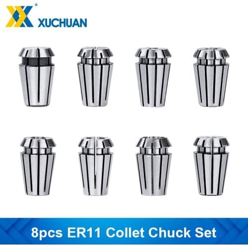 ER 11 Collet Set 8pcs 3.175/1/2/3/4/5/6/7mm AA Standard Spring Collet for Milling Lathe Tool Holder Milling Tool Collet Chuck
