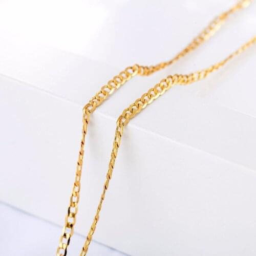 10pcs/lot Width 2mm 16-30 inch Cut Rolo Link Chain Rose Gold Figaro Chains Necklaces For Women/Men Accessories Thin Necklace Hot