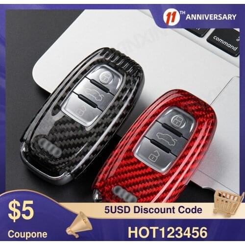 Carbon Fiber TPU Car Key Cover Case Protective Shell For AUDI A4L 2013 2015 2016 Car Styling Accessories