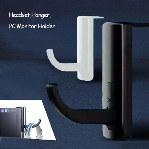 White/Black Headphone/Headset hook Bracket For Internet Cafes, Durable Wall-mounted Headphone Holder PC Monitor Stand