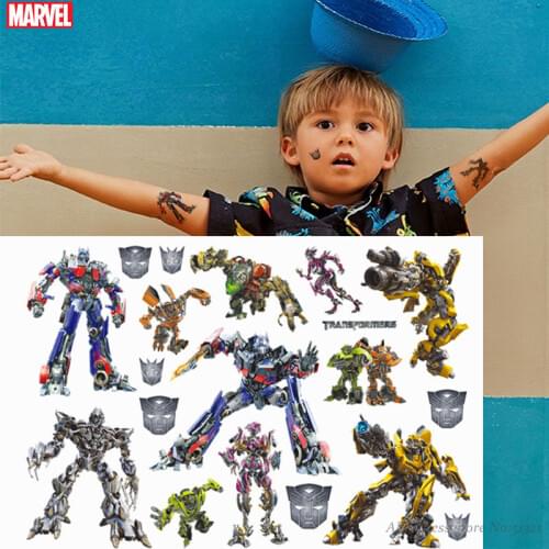 Hasbro Transformers Spiderman The Avengers Children Cartoon Temporary Tattoo Sticker For Boys Cartoon Toys Waterproof Kids Gift