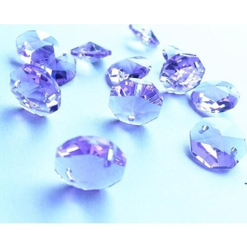 14mm Crystal Purple 1000pcs 2 holes crystal glass octagon beads crystal parts for chandeliers beads curtain accessories
