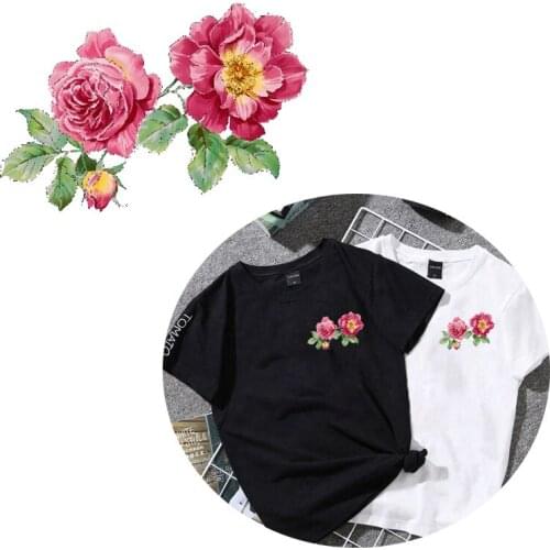 Fashion Flowers Iron on Heat Transfer Patches for Kids Clothing DIY Stripe Applique T-shirt A-level Washable Custom Stickers