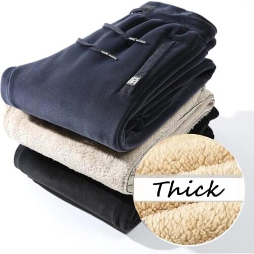 2021 Mens Autumn Winter Pants Fleece Lined Thicken Joggers Pants Drawstring Sweatpants Warm Men Thick Sweatpants Plus Size 8XL