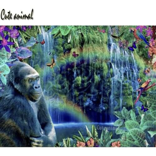 DIY Gorilla waterfall rainbow parrot Diamond Embroidery Diamond Mosaic Sets Diamond Painting Animal Pictures Of Rhinestones gift