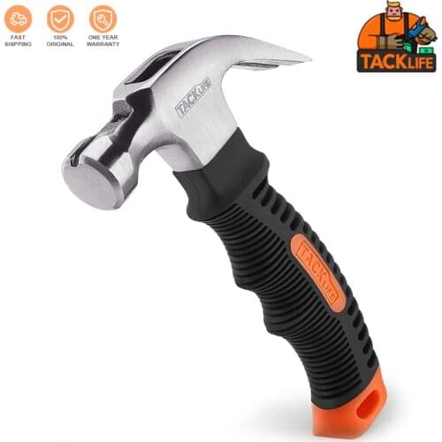 TACKLIFE HMH2A Stubby Claw Hammer, For Household Manual Carpentry Activities, Nail Hammer Tool Steel Woodworking Striking Tools