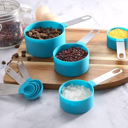 Home kitchen Plastic Measuring Spoon And Cup Set With Stainless Steel Handle