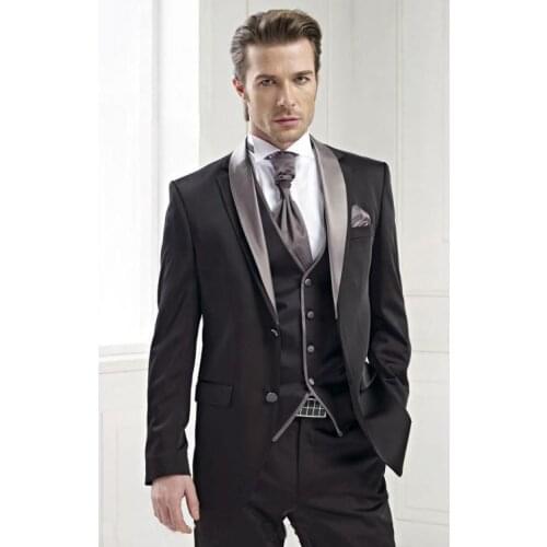 Latest Design Mens Suits Groom Tuxedos Groomsmen Wedding Party Dinner Best Man Suits Blazer (Jacket+Pants+Vest+Tie) NO:1095
