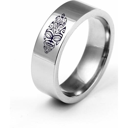 MOREDEAR Charm Design 6mm Stainless Steel Ring For Men and Women The Totem symbols Ring