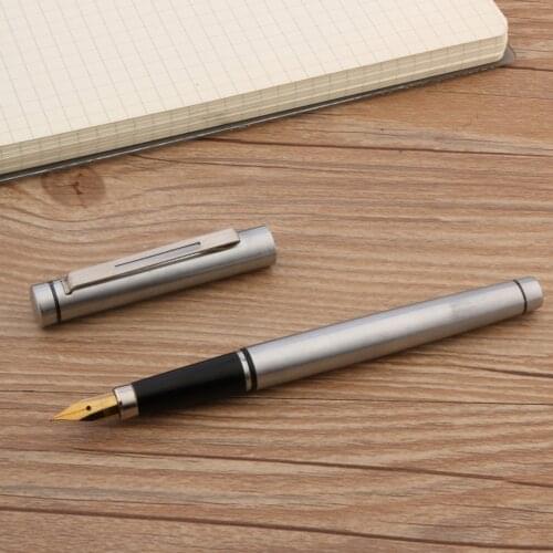 Wing Sung 232 Stainless Steel Fountain Pen Iridium Nib School Student Office Stationery Golden Ink Pens