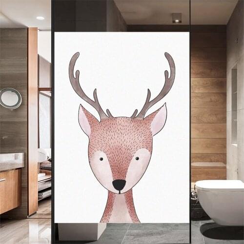Window Film Privacy Cute Animal-Deer Frosted Glass Sticker UV Blocking Heat Control Window Coverings Window Tint for Homedecor