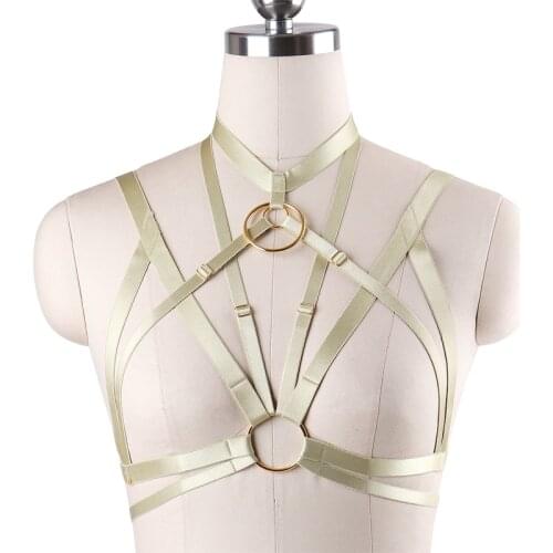 Harajuku Gothic Quality Body Harness Sexy Bondage Harness Fetish Rave Wear Crop Top Bra Erotic Body Cage Bra Bondage Dress