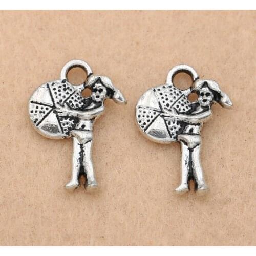 KJjewel Antique Silver Plated Girl Charms Pendants for Jewelry Making Bracelet Accessories Diy Findings 19x14mm 10pcs/lot