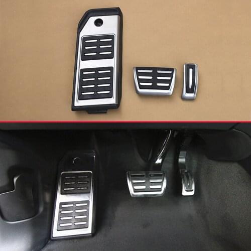 Stainless Rubber Non-Slip Cover For Audi Q7 (4M) 2016-2018 Car Gas Brake Footrest Accelerator Dead Pedal Plate Accessories