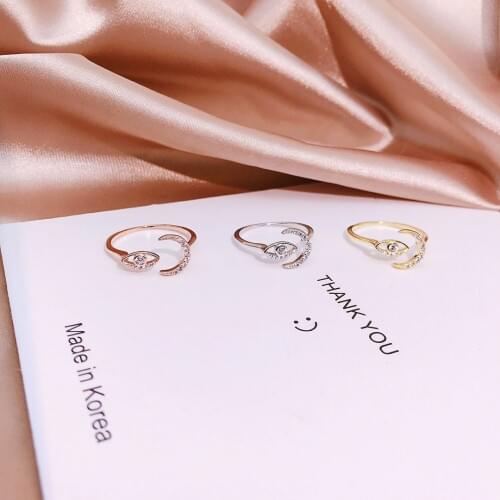 Real 925 Sterling Silver Openable Rings Exquisite Dazzling Moissanite Charming Lasting Shiny Ring Women Amazing Moon and Eye