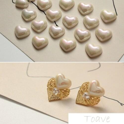2pcs Boutique Imitation Mabe Effect Heart Love Half Patch DIY Stud Earrings Materials Accessories
