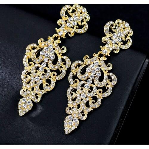 Crystal Rhinestone Earrings Bridal Wedding Jewelry Accessory