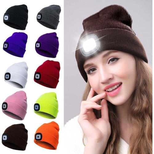 6 LED Light Hat Button Battery Hands Free Flashlight Cap LED Beanies Knit Hat Keep Warm In Winter For Climbing Fishing Outdoor