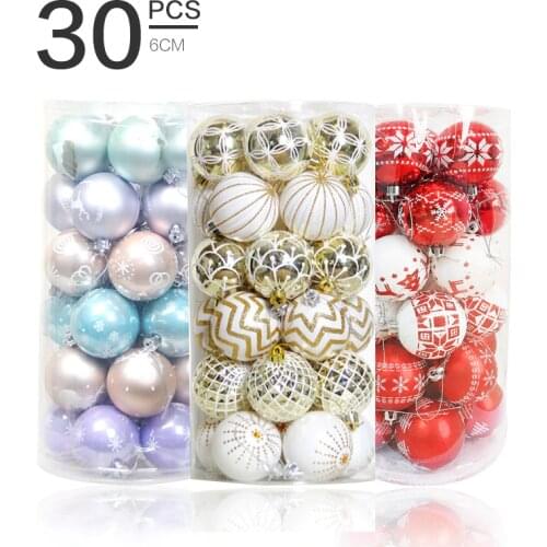 30PCs 6cm Christmas Tree Ball Baubles Party Xmas Decorations Wedding Ornament Happy New Year Christmas Ball Ornament
