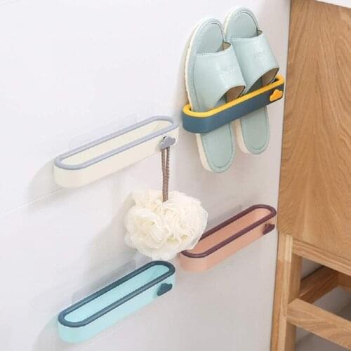 Bathroom Slippers Racks Wall-mounted Shoes Storage Wall Shelves Bathroom Accessories Free Perforation Wall Hanging Organizers