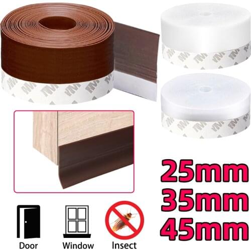 5m Door Bottom Sealing Strip Tape Weather Window Silicone Rubber Weatherstrip Windproof Dust Self Adhesive Windshield Tape