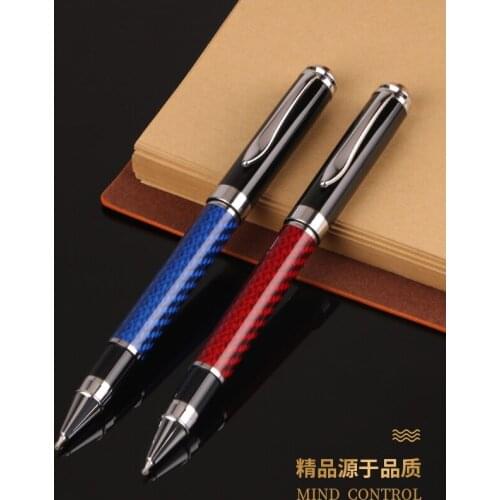 High quality black carbon fiber mb Ballpoint pen / Roller ball pen school Office stationery Brand Writing refill Pens Gift