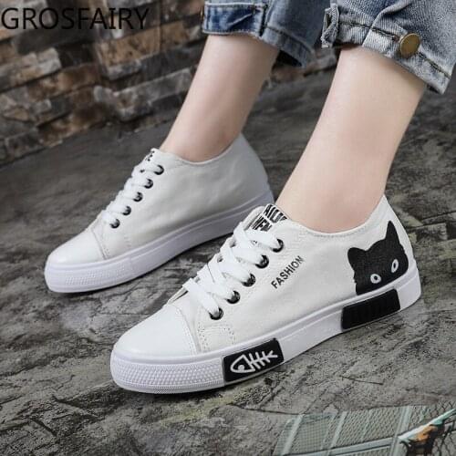 Ladies Canvas Shoes, Vulcanized Shoes, White Shoes, Casual Womens Shoes, Student Shoes, Low-top Flat-bottomed Lazy Shoes