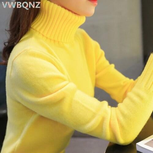 2019 Autumn Winter Sweater Female Cashmere Knitted Women Sweater And Pullover Female Turtleneck Warm Elasticity Soft Sweaters
