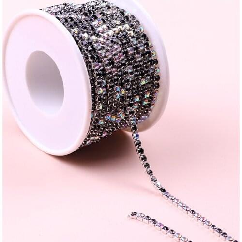 10Yards/Roll SS6-SS12 Shiny Crystal Rhinestone Chain Sew-On Glue-On For Clothes Jewelry Apparel Accessories Trim Cup Chain