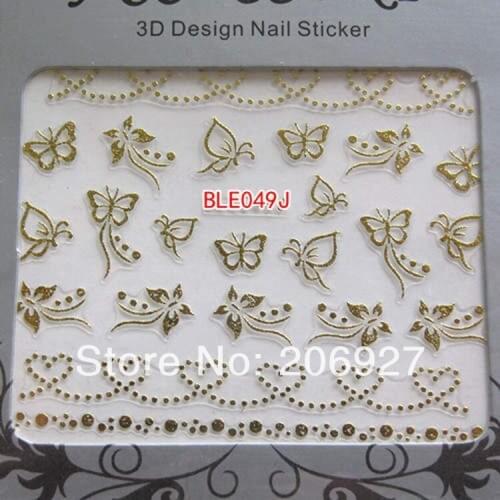 2PCS BLE049J-Gold Nail Art Cute Cartoon Sticker Nail Art Sticker