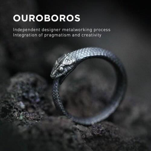 2021 New Design Black Live Mouth Ouroboros Couple ring Dark Pioneer Male and Female Birthday Party Gift Jewelry Accessories