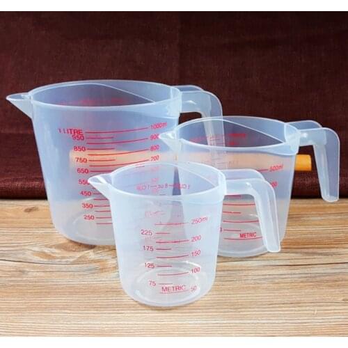 250ML 500ML 1000ML Measuring Cup Plastic Tip Mouth Jug Pour Spout Transparent Handle Baking Kitchen Tools