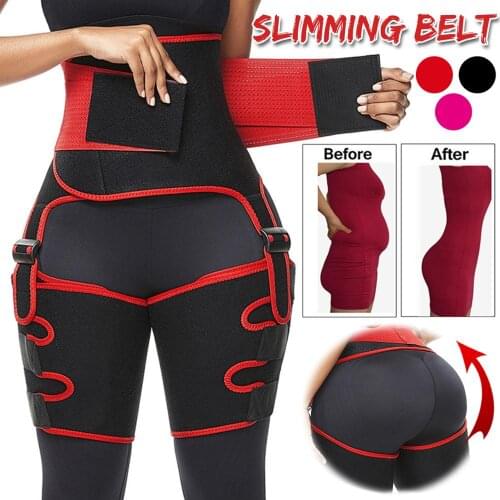 3-IN-1 Waist Training Belt Body Shaping Sauna Elbow Pads Waistband Corset Leg Hip Thigh Trainer Trimmer Home Fitness Tools