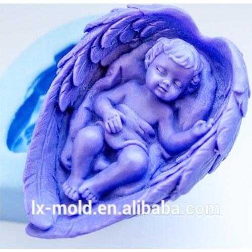 3D Wings Baby Silicone Molds Sleeping Doll Mould Fudge Candle Soap DIY Cake Tools Baking