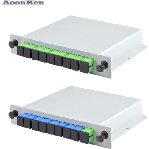 5pcs PLC 1x8 Cassette Insertion Type SC APC/UPC Fiber Optic Splitter Optic FTTH Splitter Box Free Shipping