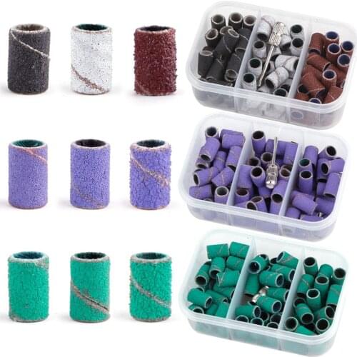 75Pcs/Box 80/120/180 Nail Drill Bits Sanding Bands Cap Gel Polish Remover Electric File Drill Nails Cuticle Manicure Pedicure