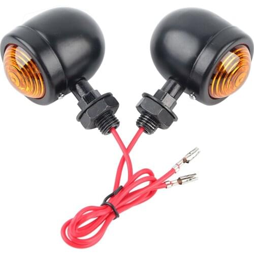 1 Pair of DC 12V Motorcycle Turn Signal Indicator Light Amber Motorbike Blinker Headlight Indicator Lamp Bullet Chrome/ Black