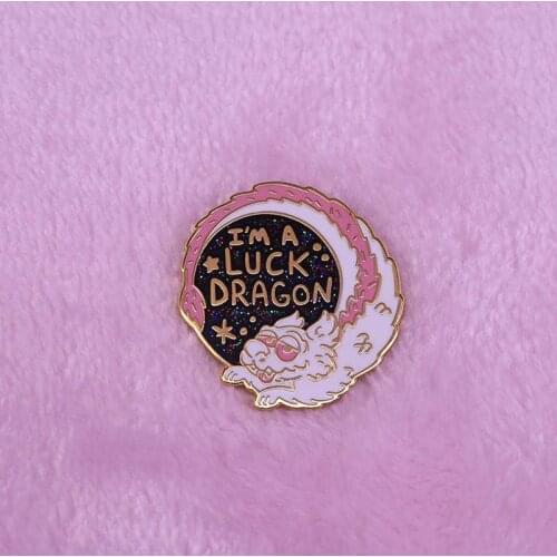 Neverending Story Falkor enamel pin I'm A Luckdragon Pin