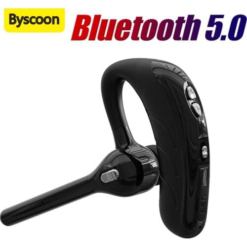 Byscoon Noise Cancelling Bluetooth-compatible Headphone Waterproof HIFI Stereo Earphone Business Hanging Ear Headset With Mic