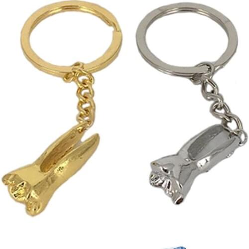 1Pc Teeth Keychain Dentist Decoration Key Chains Stainless Steel Tooth Model Shape Dental Clinic Small Gift
