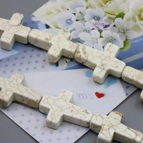 Cross shape white Turkey Stone 15x20mm loose beads 15" 2 piece/lot DIY beautiful fit jewelry making accessory design