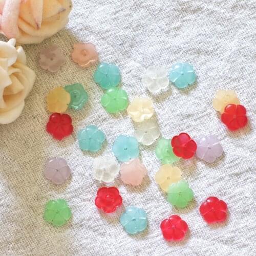 40pcs multicolor 8mm cute transparent resin flower DIY wedding decoration headwear accessories flat back button craft scrapbook