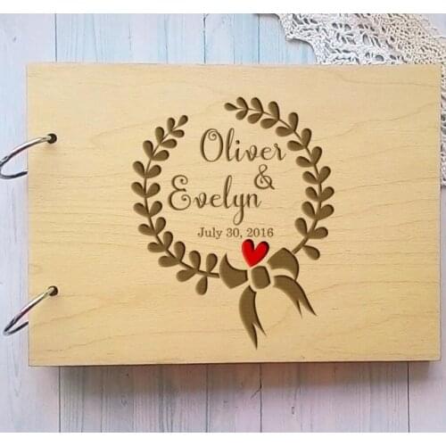 Wooden Personalized Wedding Guest Book Alternative Unique Wreath Wedding Guestbook,Custom Name Sign Book,Rustic Wedding Decor