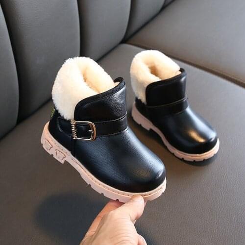 Kids Boots 2021 Winter NEW Children Short Boots Baby Boys Ankle Shoes Warm Fashion Fur Girls Snow Shoes Soft Warm Non-slip