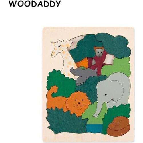 Dropshipping Large Alphabetic Animal Puzzles Wooden Toys For Kids Multilayer Mosaic Puzzles Preschool Teaching Aids Educational