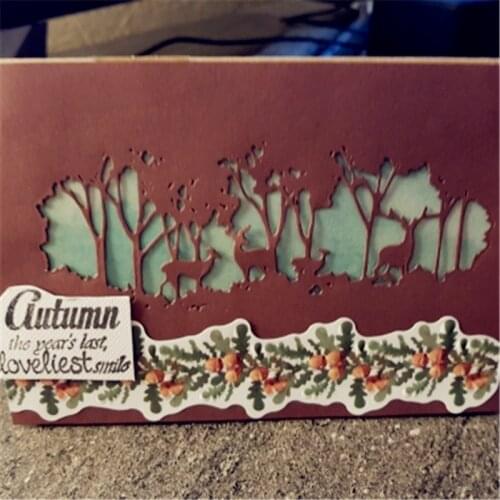 Forest Deer Background Metal Cutting Dies Decorative Scrapbooking Steel Craft Die Cut Embossing Paper Cards Stencils