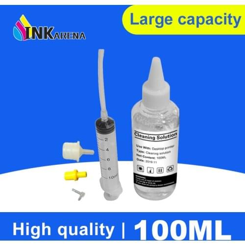 INKARENA 100ml Bottle Cleaning Liquid Printhead Flush System Dye ink clean liquid Fluid tool For Canon Inkjet Printer Cartridges