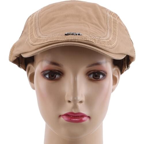 Classic Solid Color Casual Berets Fashion Retro Cotton Visor Caps For Men Vintage Flat Hat Brand Summer Beret